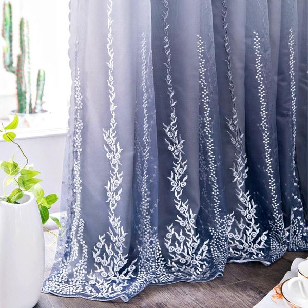 

curtain & drapes living room curtains double-layer tulle and cloth sewed together luxury embroidery gray blackout for bedroom