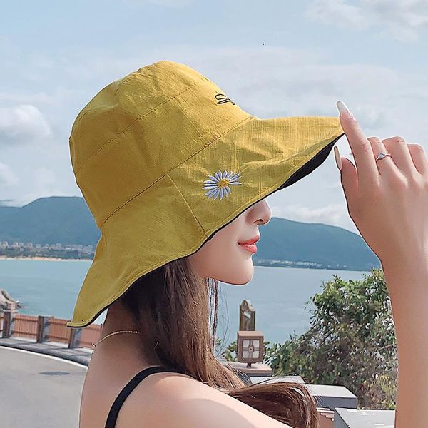 

bucket hat little daisy children's face covered in summer, Blue;gray