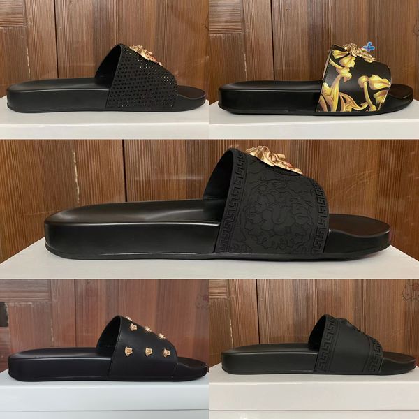 

color paris luxury designer sliders mens womens summer sandals beach slide slippers ladies flip flops loafers sky blue chaussures, Black