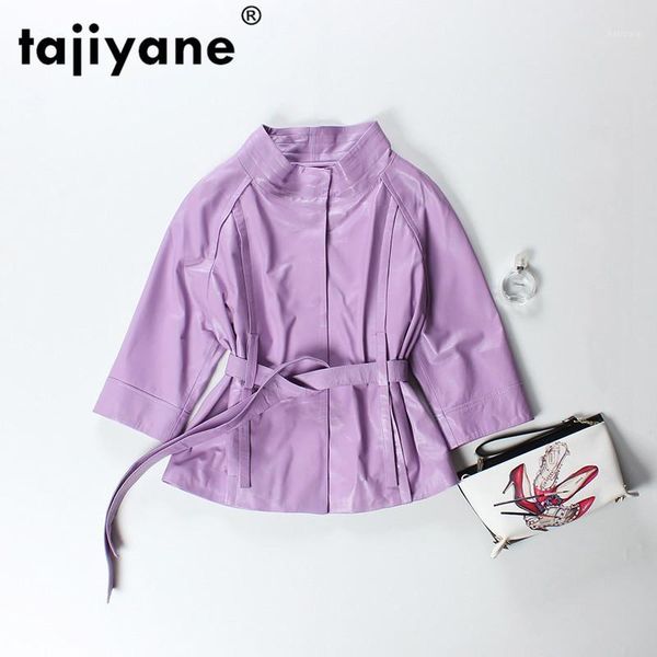 

women's leather & faux 2021 spring autumn genuine jacket female sheepskin coat women woman short korean slim fit coats py21, Black