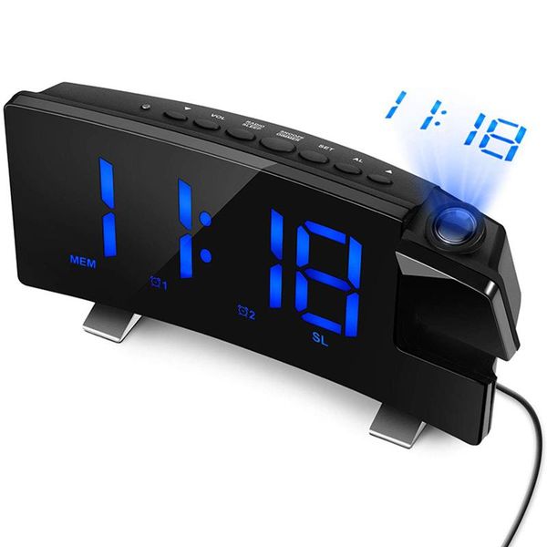 

projection alarm clock, 7 inch led curved-screen large digital display, adjust brightness automatically, 12/24 hour,dual c other clocks & ac