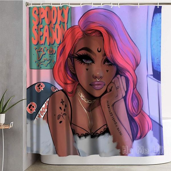 

shower curtains black woman curtain decor waterproof bathroom decorations