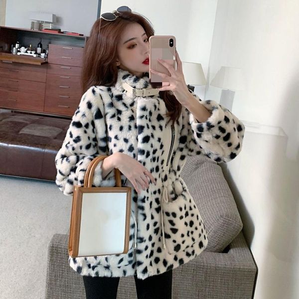 

women's fur & faux autumn winter women coat female loose lapel overcoat ladies thick warm plush outerwear plus size a93, Black