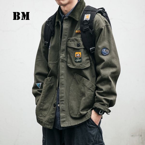 

men's jackets 2021 spring japanese streetwear bae label cargo jacket harajuku casual coat men clothing fashion workwe, Black;brown