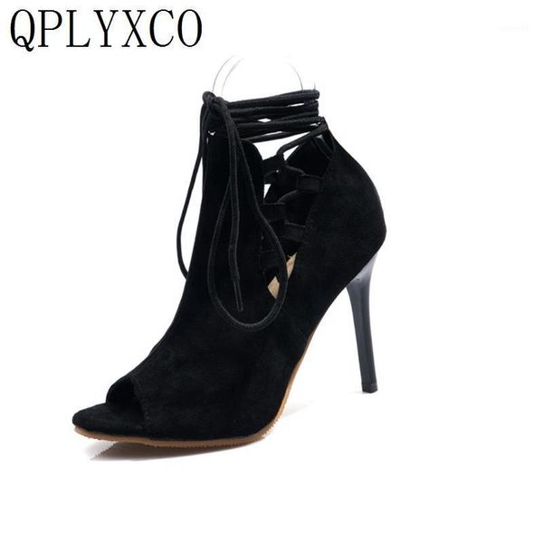 

dress shoes qplyxco big size 34-48 summer sandals women zip high heels10cm wedding party cool boots woman zapatos de mujer 87431, Black