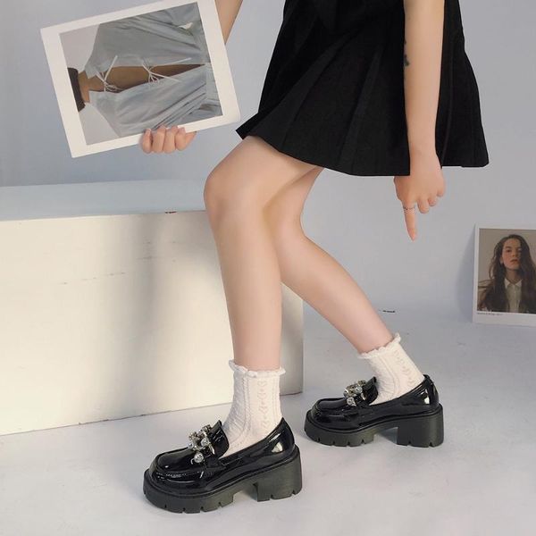 

dress shoes lolita women japanese style vintage platform heeled for girls college student high heels talons hauts, Black