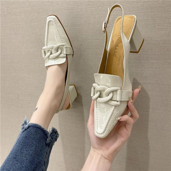 

sandals women square heel buckle patent leather female pumps summer shoes ytmtloy sadalias femininas zapato mujer, Black