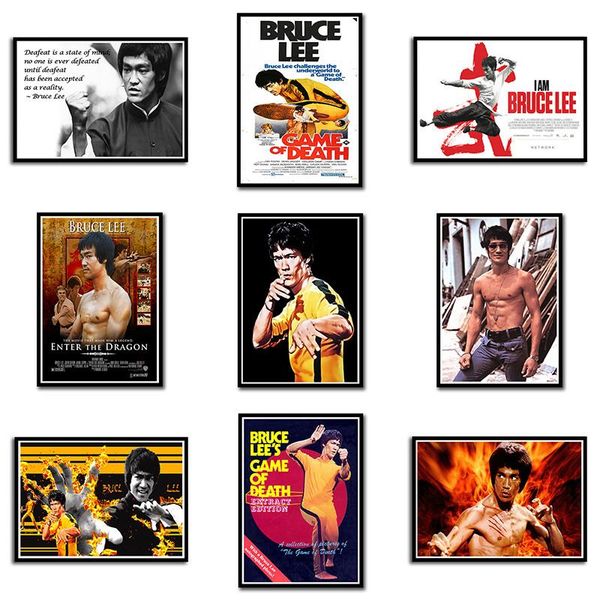 

wall stickers china bruce lee poster white kraft paper prints high definition clear image home decoration livingroom bedroom bar