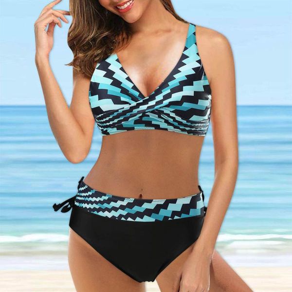 

women's swimwear 2021 bikini hight waist women plus size print tankini swimjupmsuit swimsuit beachwear padded maillot de bain#gh, White;black