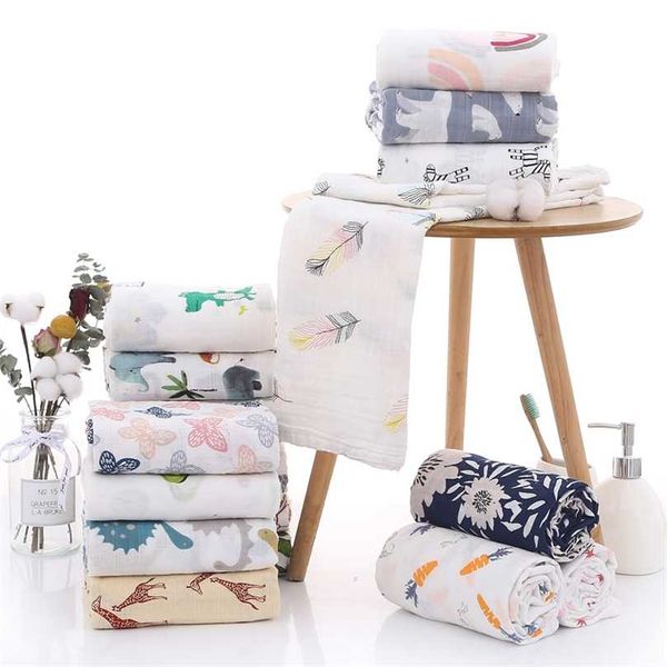 2 pçs / pacote Muslin Swaddle cobertor para nascido menino menina bebê s fralte 211105