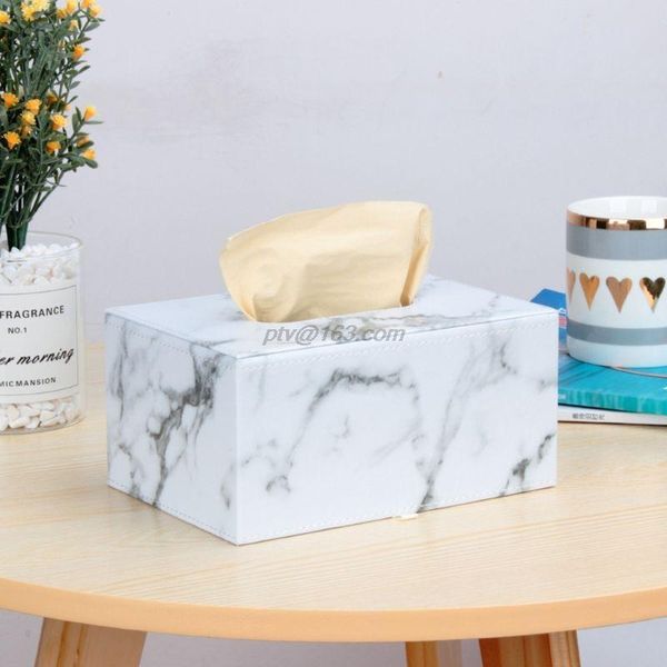 

tissue boxes & napkins rectangular marble pu leather facial box cover napkin holder paper towel dispenser container for home office car deco