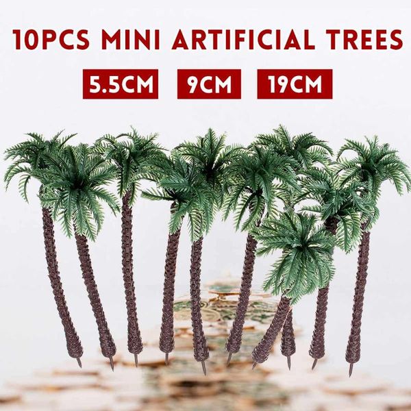 

10pcs diy decor artificial coconut tree mini tropical palm trees fairy garden miniature landscape scenery decoration decorative flowers & wr
