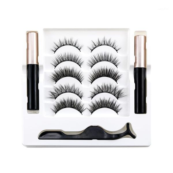 

5pairs eye lashes magnetic eyelashes and waterproof eyeliner liquid set false extension with tweezer makeup tools1