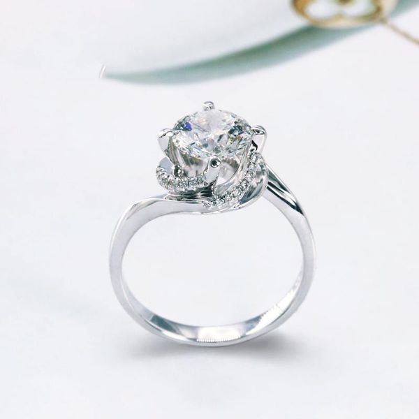 

cluster rings silver 925 jewelry white diamond ring for women s925 sterling anillos de bizuteria wedding gemstone bijoux femme box, Golden;silver