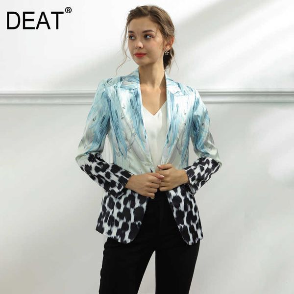 

[deat] spring autumn fashion long sleeve printing single button v-neck temperament women blazer 13c472 210527, White;black