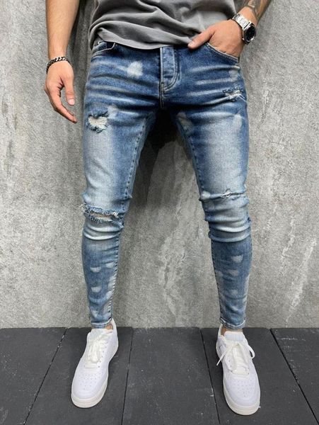 

romwe guys ripped washed jeans y46f#, Blue