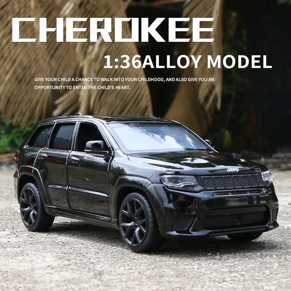 

136 jeep grand cherokee trackhawk suv toy car alloy pull back mini car model collection toy childrens gift