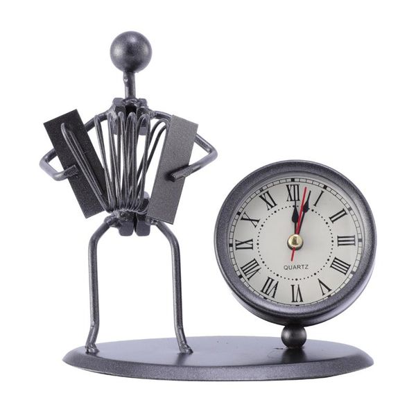 

desk & table clocks retro clock iron accordion model without battery for home #h5