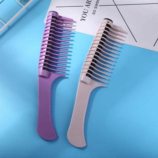 

hair brushes professional wide tooth combs of hook handle detangling reduce loss comb pro hairdress salon dyeing styling brush tools, Silver