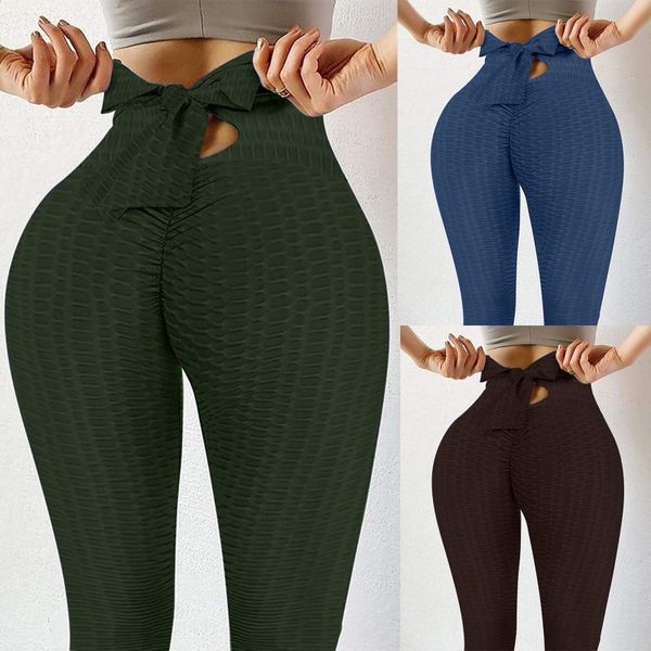 

bow tie women yoga pants gym leggings high waist sports workout running leggins fitness mujer women's, Black