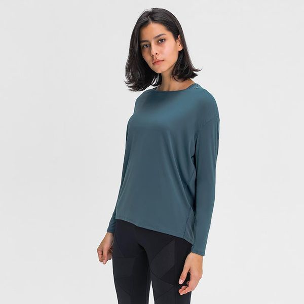 

yoga outfit sleeves workout shirts women autumn long sleeve fitness loose fit sport solid gym clothes sportswear