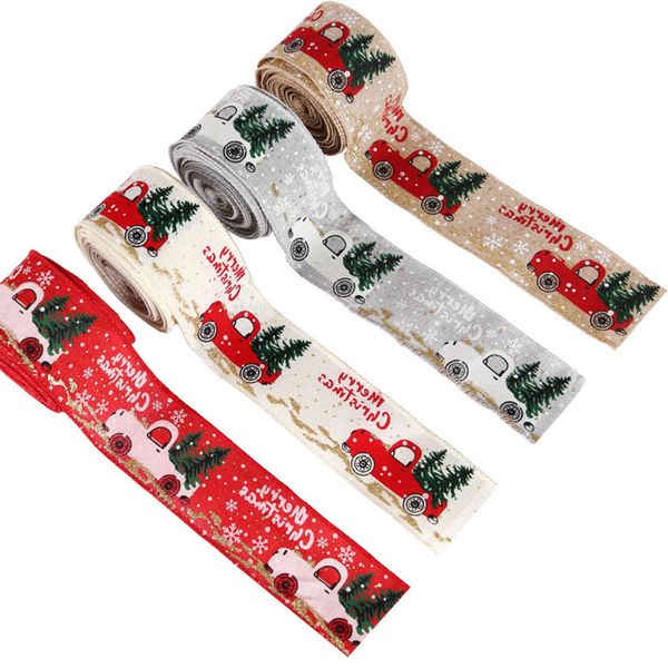 

new decorations car snowman christmas decoration color printing ribbon