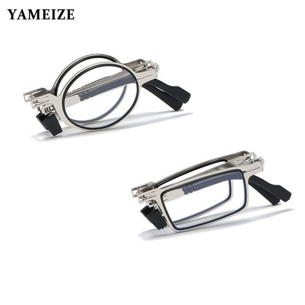 

sunglasses anti-blue light folding reading glasses men women hyperopia metal spectacle frame lightweight portable with case, White;black