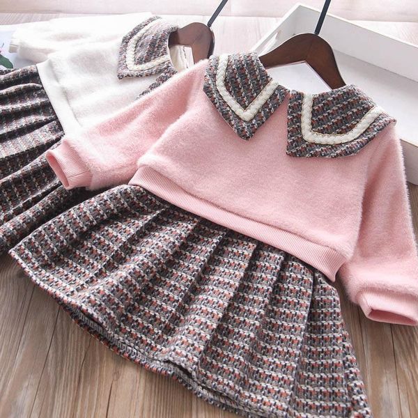 

girl's dresses plaid velvet dress for girls winter wholesale, Red;yellow