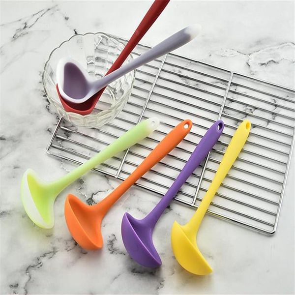 

spoons anti handle soup spoon silicone high-temperature nonstick translucent kitchen cooking tools not hurt