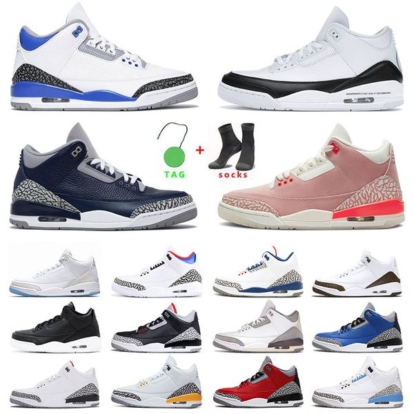 

jumpman 3 mens basketball shoes men women jumpman's racer blue georgetown rust pink black cement white unc sports sneakers trainers