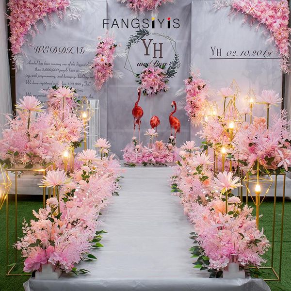 

vases 100cm artificial flowers wedding arch decoration epiphany rose mix flower row home holiday stage road lead