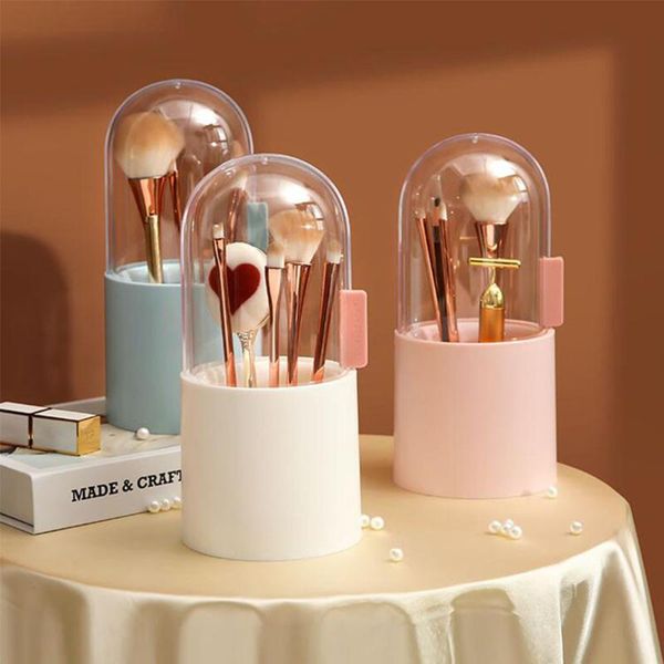 

makeup brushes dustproof brush holder eyebrow organizer cosmetic lipstick pencil case container transparent storage pearls box