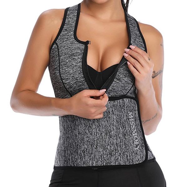 

women's shapers women cincher slimming vest neoprene waist trainer sweat sauna suit adjustable trimmer belt tank shapewear, Black;white