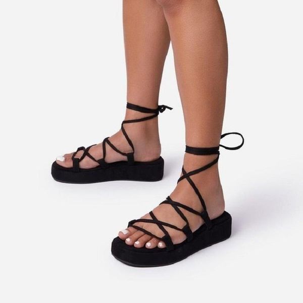 

sandals 2021 women summer wedge platform female casual ins heel shoes cross straps fashion outdoor footwear, Black