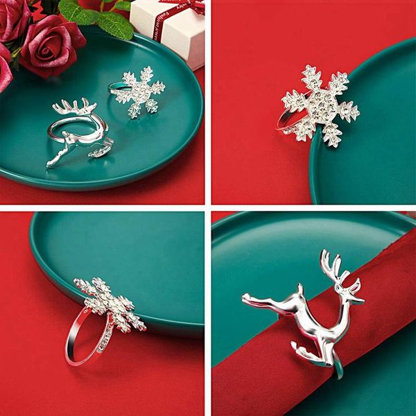 

napkin rings 14 pcs holders with snowflake and deer design-abux