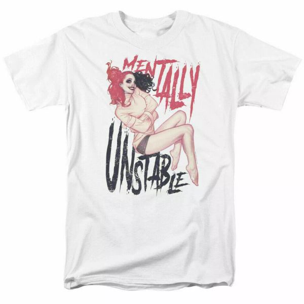 

harley quinn mentally unstable t shirt licensed comic book tee white, White;black