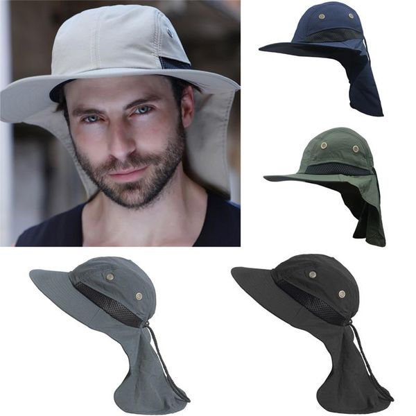 

stingy brim hats waterproof summer sun bucket men women fishing boonie visor hat uv protection long large wide breathable cap, Blue;gray