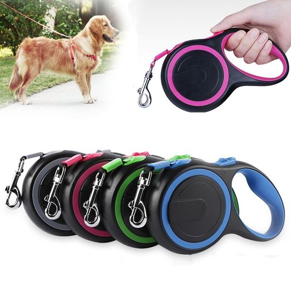 

dog collars & leashes 5/8m retractable nylon pet leash for medium large dogs automatic extending running walking leads durable rope