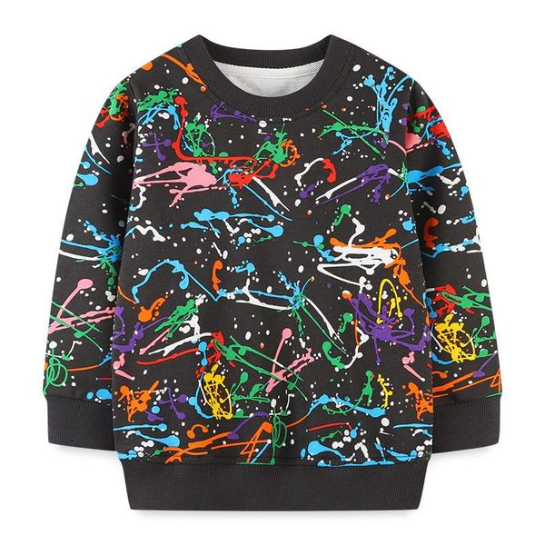 

hoodies & sweatshirts boys' fashion cotton long sleeve boys pullover print casual sweatshirt clothes for 2-7 years kids, Black