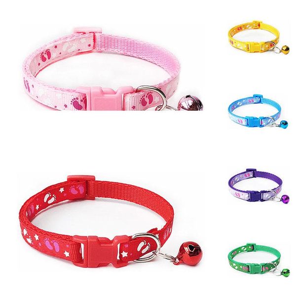 

dog collars & leashes colorful pet supplies cat collar necklace and print adjustable bell positioning footprint dropship