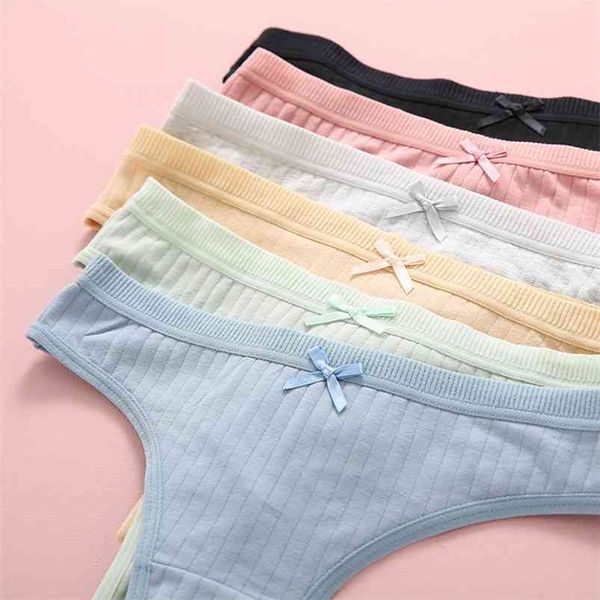 

7 pcs/set women's g-string cotton thong panties for women briefs underwear intimate lingerie ladies t-back drop 210730, Black;pink