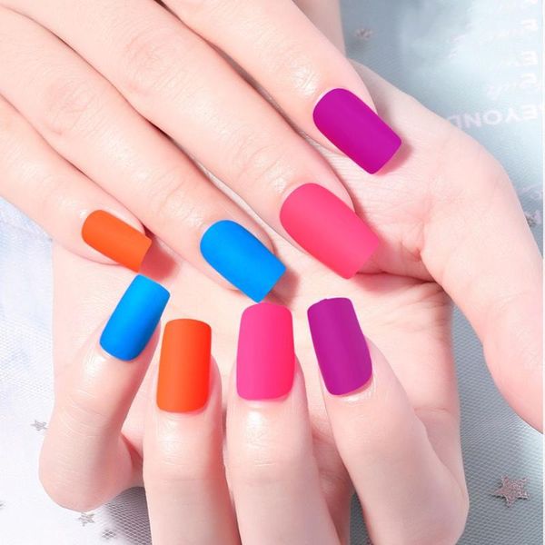 

false nails 24pcs fluorescent press on full cover artificial fake party art manicure tips, Red;gold