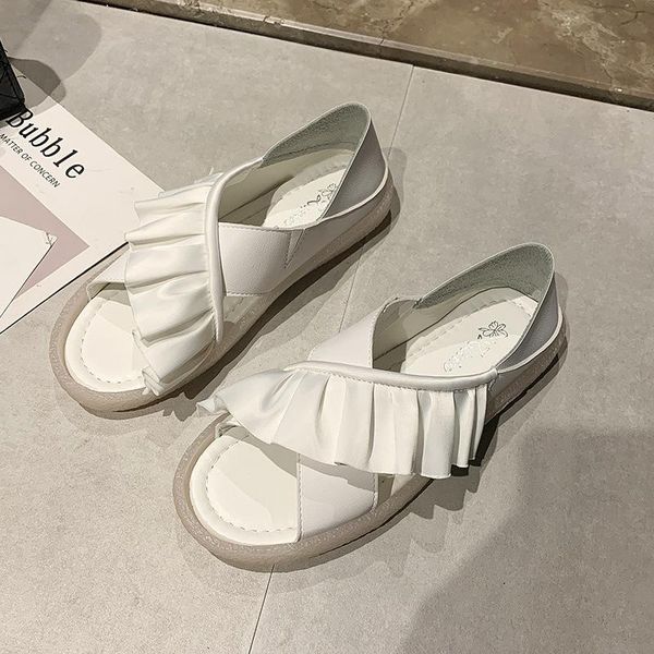 

slippers 2021 summer sandals female fairy all-match thick-soled soft wrap non-slip and, Black