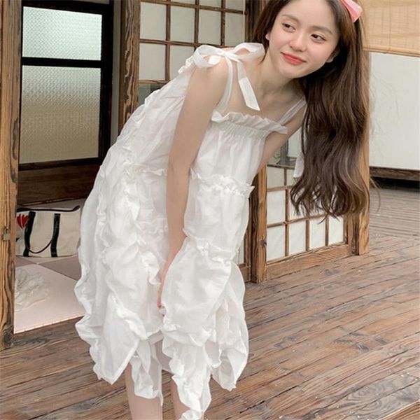 

casual dresses dress for women sling sleeveless ruffles summer korean chic clothing fashion sundress high waisted c111, Black;gray