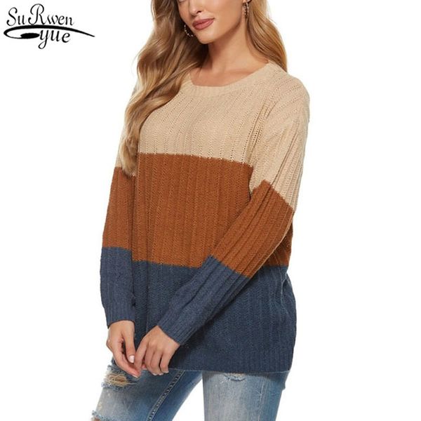 

winter clothes women fashion loose bottoming sweater korean style striped long sleeve women's knitwear pull femme 11755 210417, White;black