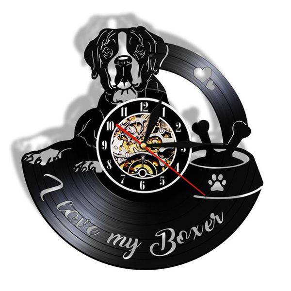 

wall clocks just boxer's timing love heart bone funny family member personality clock i boxer dog joke lp night light