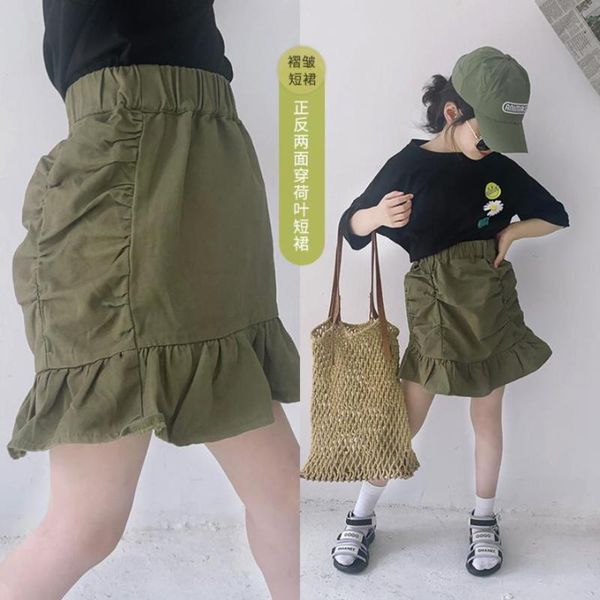 

spring summer ruffles skirts children green girls fashion ruched baby clothes 3-12y ws1519, Blue
