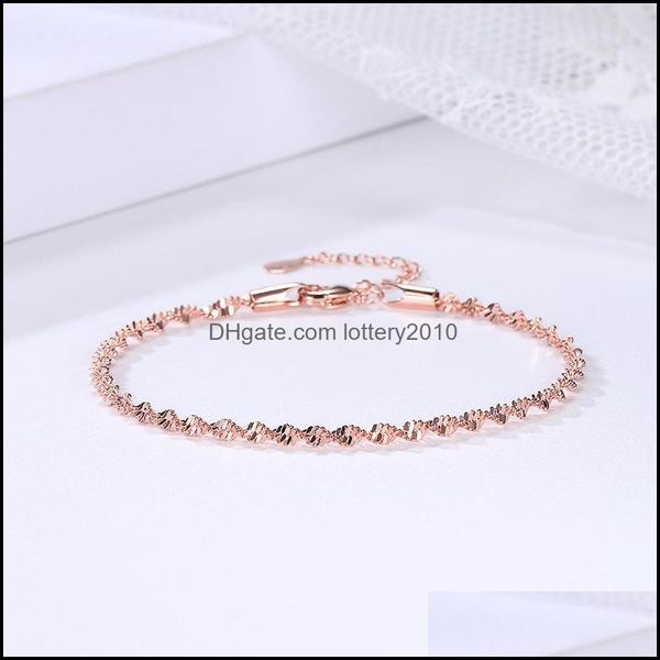 

bracelets jewelrybracelet for women smooth exquisite trendy spiral wave twisted grain rose gold sier color fashion jewelry gift link chain, Black
