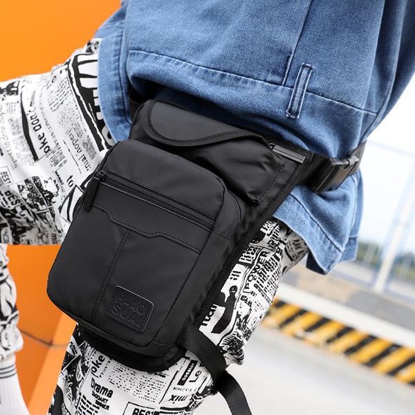 

men nylon bag motorcycle riding drop leg bag casual shoulder cross body thigh male hip belt fanny pack waist bags