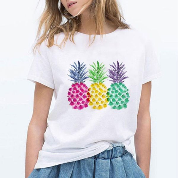

pineapple fruits clothing t-shirt fashion women tee graphic t shirt female tshirt kawaii camisas mujer clothes women's, White